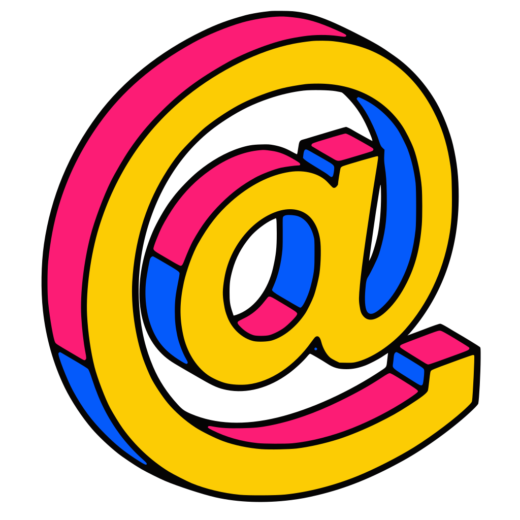 3D isometric @ sign with solid style